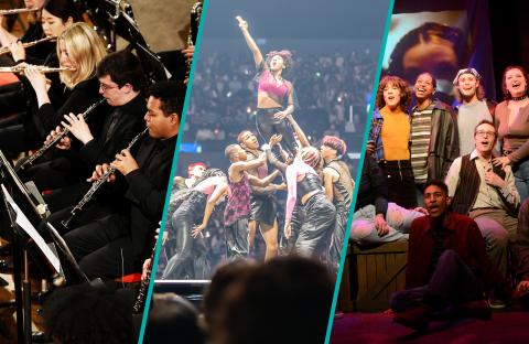 Dance, Music, and Theater students performing