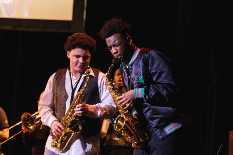 Berklee City Music students perform at the High School Academy Winter Showcase in 2023. 