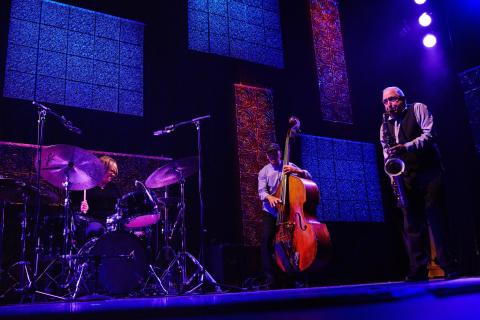 George Garzone, John Lockwood, and Terri Lyne Carrington perform a piece by the Fringe at the inauguration ceremony.
