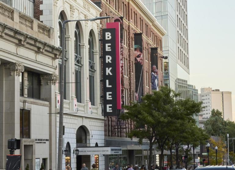 A view buildings on Massachusetts Ave. on Berklee's Boston campus