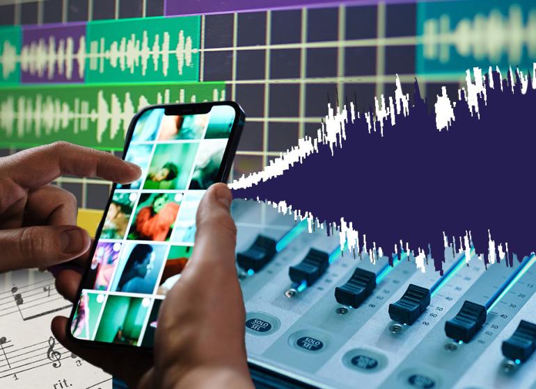 A collage of images representing music marketing