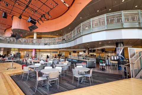 160 Dining Hall view of first and second floor with balcony