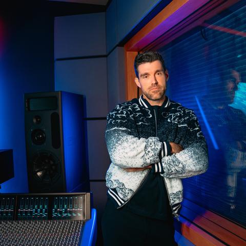 Lewis Pickett BM ’09 in a recording studio