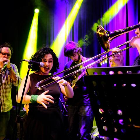 Students participating in a global partners events