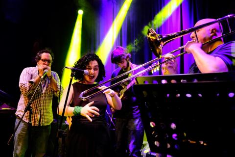 Students participating in a global partners events