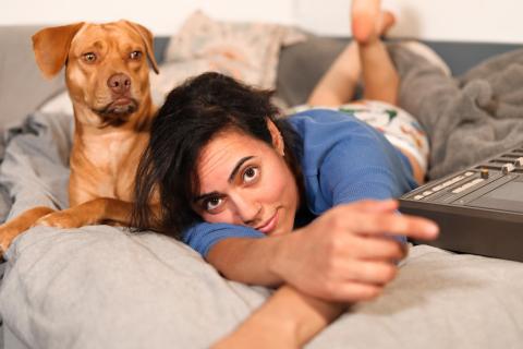 Sarah Tudzin and her dog