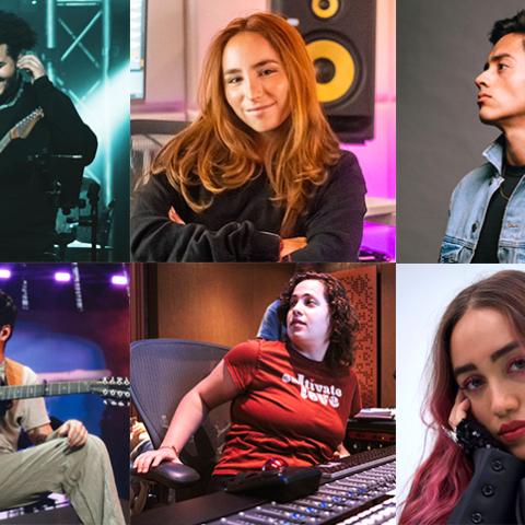 a collage of six artist photos