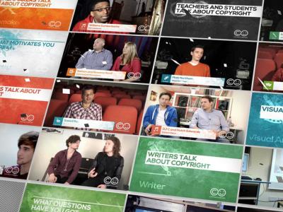 Grid of presentation slides about music business