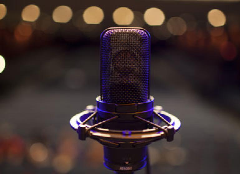 Close-up of a microphone