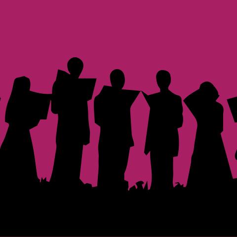 silhouette of a choir singing