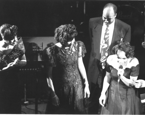 A City Music performance in the ’90s. L-R: Abria Smith, Kaimy Masse, J. Curtis Warner Jr., and Nichelle Mungo