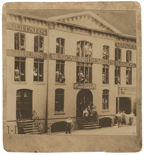 Archival image of the original Gretsch instrument factory in Brooklyn 