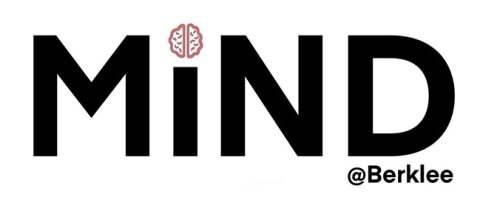 Banner that reads "MIND at Berklee" with an illustrated brain making up the dot on the i.