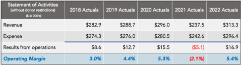 statement of financial activities table