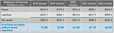 statement of financial position table