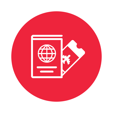Icon depicting a passport and ticket